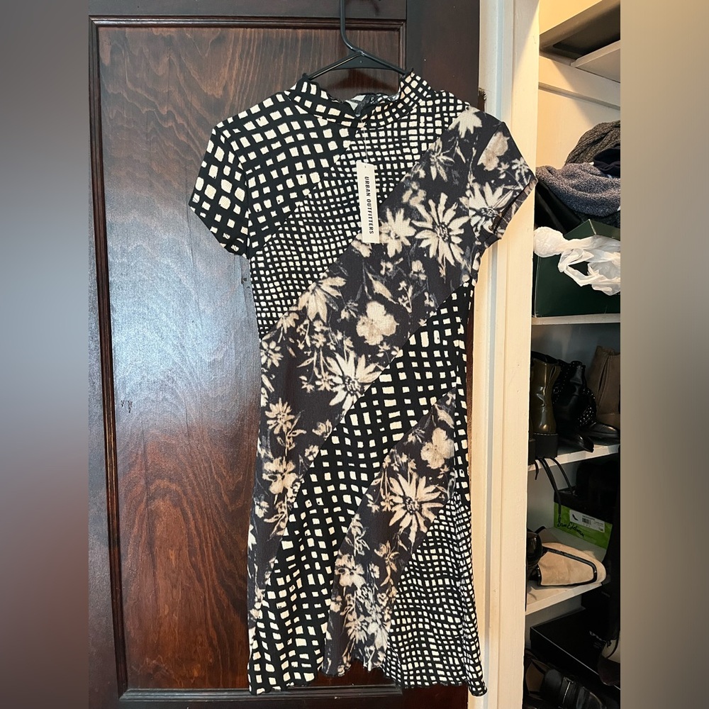 Patterned, mock neck dress